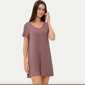 Eden & Om Short-Sleeve Bamboo Sleep Shirt - L - Mauve